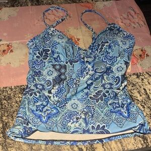 Elegant Blue Floral Swim Camisole